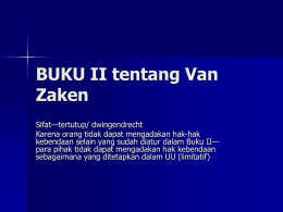 BUKU II tentang Van Zaken