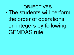Order of Operations - Baltimore City Public Schools