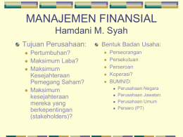 MANAJEMEN FINANSIAL Hamdani M. Syah