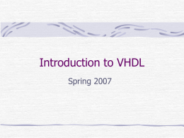 Intro to VHDL