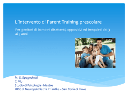 L`intervento di Parent Training nei prescolari - M.S. Spagnoletti
