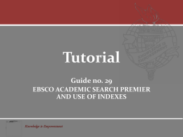 Use of Indexes in EBSCO database