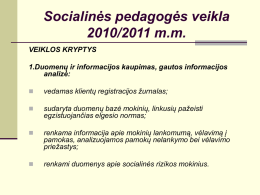 Socialinės pedagogės veiklos ataskaita