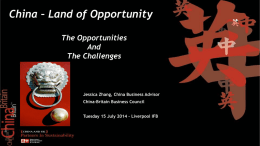 Presentation by Jessica Zhang, China Britain Business Council