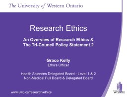 Research Ethics & the Tri-Council Policy Statement 2