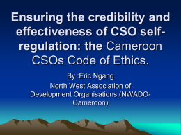 Elaboration of a Code of Ethics for CSOs In Cameroon