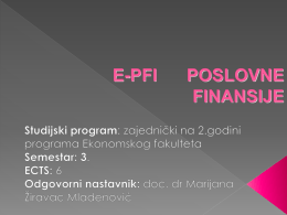 Kolegij: Poslovne finansije - Marijana Žiravac Mladenović doc.dr