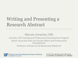 Writing and Presenting a Research Abstract