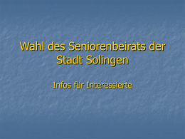 Info zur Wahl des Seniorenbeirats der Stadt Solingen