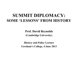 Summit Diplomacy: Some Lessons from History