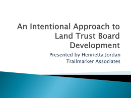 An Intentional Approach to Land Trust Board Development