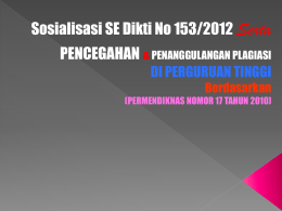 Sosialisasi SE DIKTI NO 153/2012