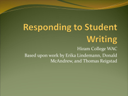 Responding to Student Writing