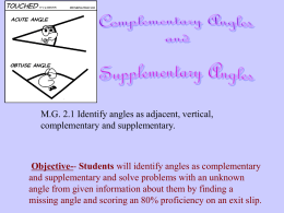 Complementary and Supplementary Angles
