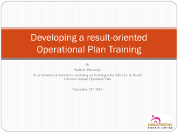 Developing a result-oriented Operational Plan Training