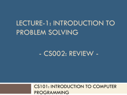 Lecture2: Problem Solving