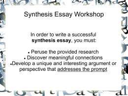 Synthesis Essay Workshop
