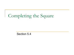 Completing the Square