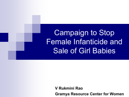 ICCO - Campaign to Stop Female Infanticide and Sale of girl babies
