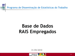 RAIS Trabalhador Base de dados - Ministério do Trabalho e Emprego