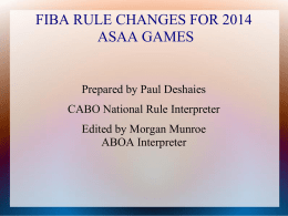 FIBA RULE CHANGES FOR 2014 For ACAC Games