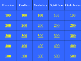 Touching Spirit Bear Jeopardy Game