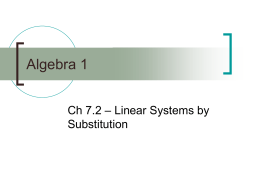 Ch 7.2 Linear Systems by Substitution