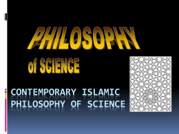 Contemporary Islamic Philosophy of Science