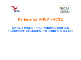 Présentation appel à projet ACSE ANCV