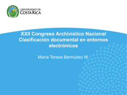 XXII Congreso Archivístico Nacional Clasificación documental en