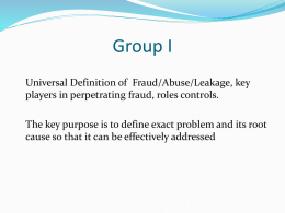 Defining fraud and abuse - Workshop Group 1 presentation