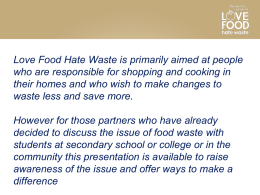 Love Food Hate Waste Resource for Younger People