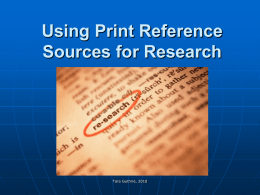 Types of Print Reference Sources for Research