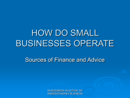 8. Sources of finance & advice
