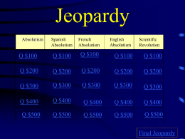 Age of Absolutism Jeopardy