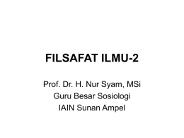 FILSAFAT ILMU-2 - Prof. Dr. Nur Syam, M.Si