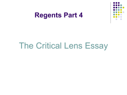 What is a critical lens??
