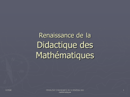 2. Renaissance de la didactique des mathématiques