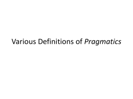Various Definitions of Pragmatics