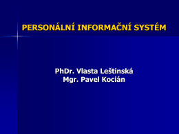 Vlasta Leštinská a Pavel Kocián: Personální informační systém