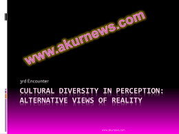 Cultural Diversity in Perception: Alternative Views of