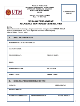 Borang Permohonan - Universiti Teknologi Malaysia
