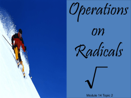 Operations on Radical Expressions