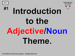Adjectives that modify Nouns