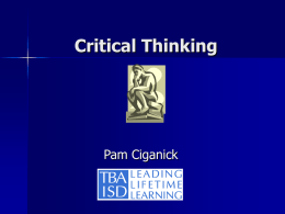 Critical Thinking - Michigan`s Mission Possible