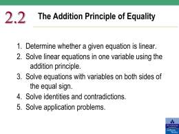 The Addition Principle of Equality
