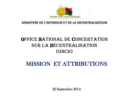 Office Nationale de Concertation sur la Décentralisation (ONCD)