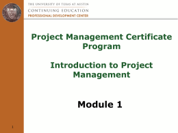 Module 1: Introduction to Project Management