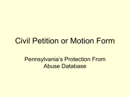 Petition/Motion Form - Protection From Abuse Database