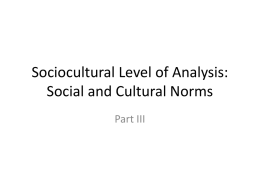 Sociocultural Level of Analysis: Social and Cultural Norms